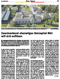 Zweckverband ehemaliges Kreisspital Rüti will sich auflösen