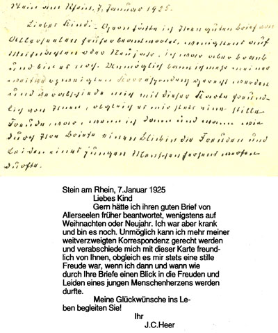Handschrift von J.C. Heer